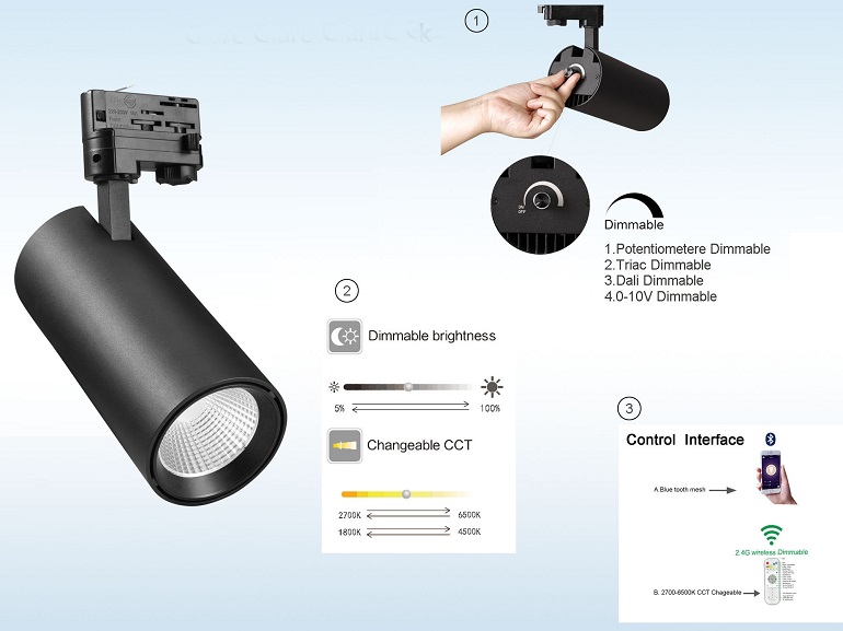 30w led track light supplier for supermarket